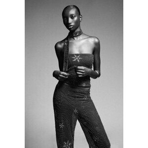 ZARA BEADED FOULARD TOP